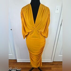 Fashion Nova Mustard Yellow Midi Dress